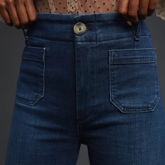 Anthropologie Pilcro The Skipper Cropped Wide-Leg Jeans Dark Denim Blue Size 34 - Picture 8 of 16